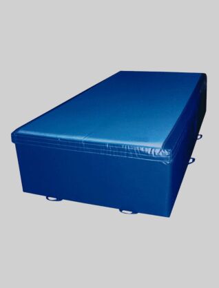 a gym block with a blue custom cover